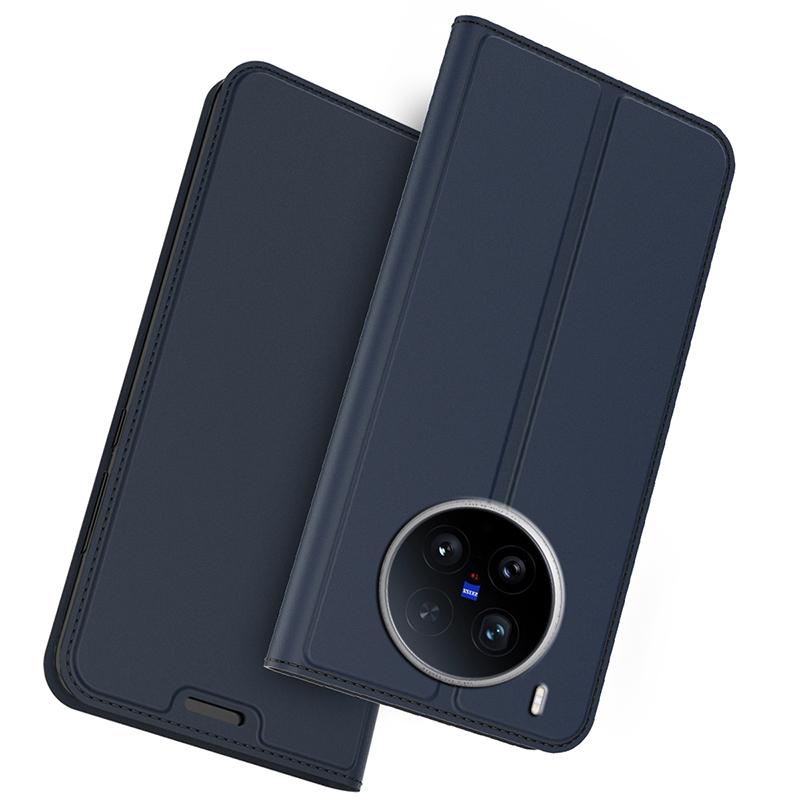

For vivo X200 Ultra 5G Case PU Leather Phone Cover with Card Holder Stand Blue