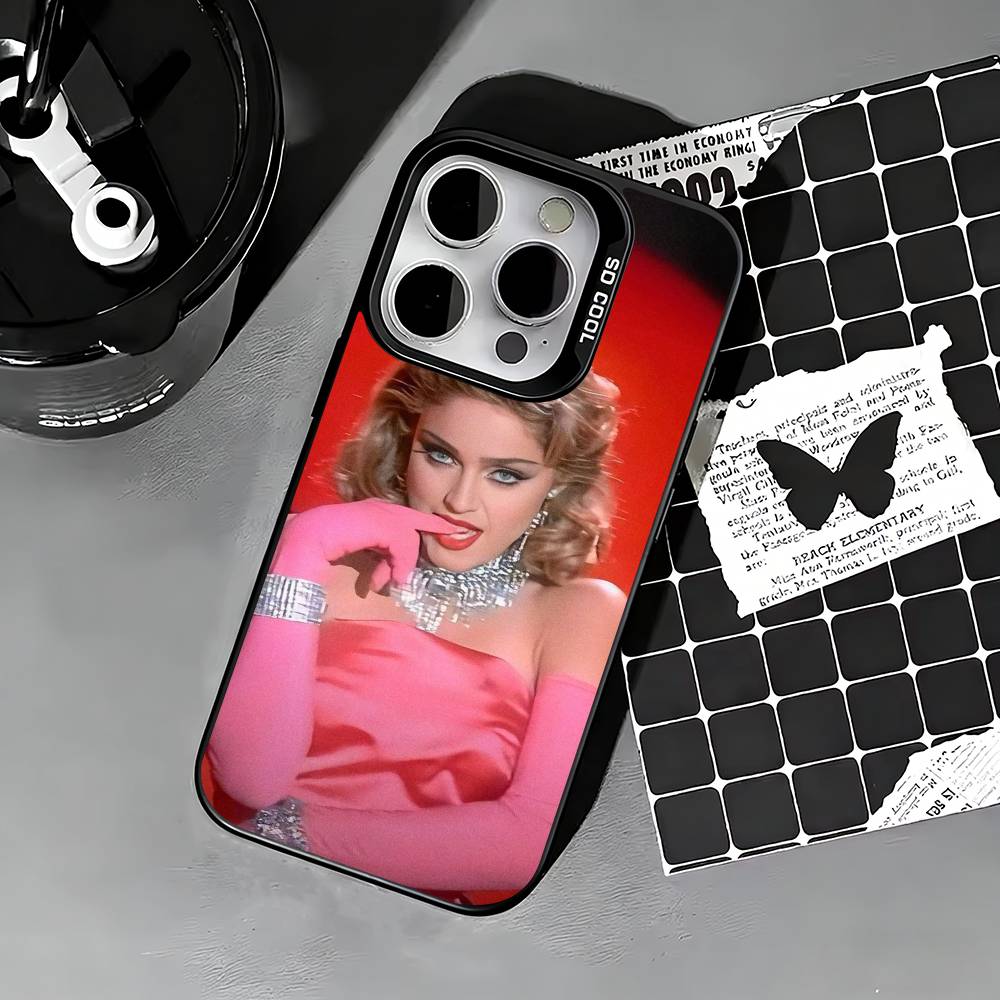 Sängerin M-Madonna Handyhülle Für iPhone 17,16,15,14,13,12,11 Plus,Pro Max,XS,Farbige silberne Handyhülle