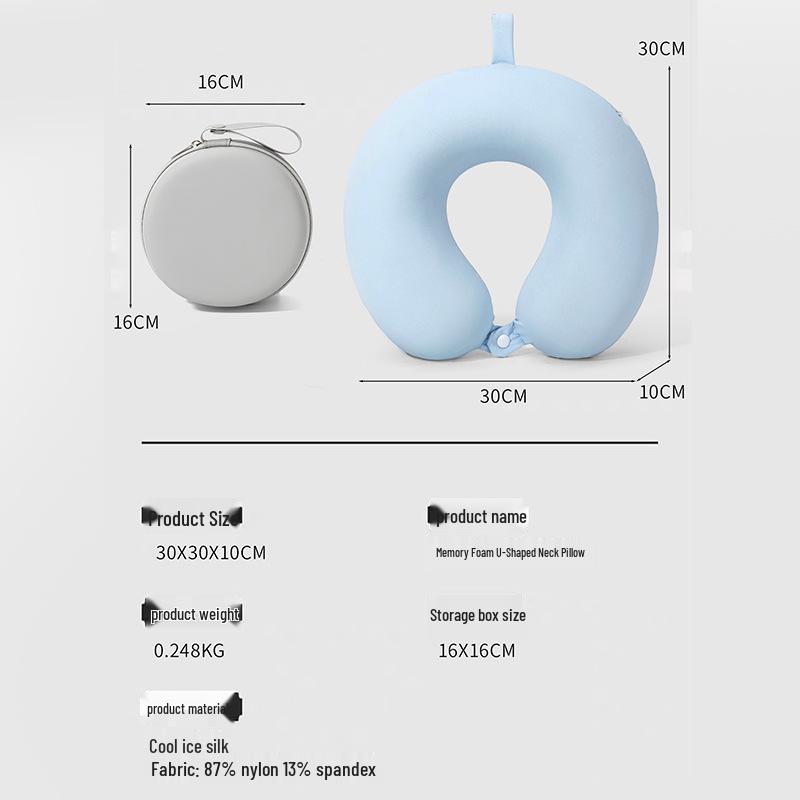 Summer U-Shaped Ice Silk Cool Travel Neck Pillow: Breathable, Portable Nap Support Souvenir