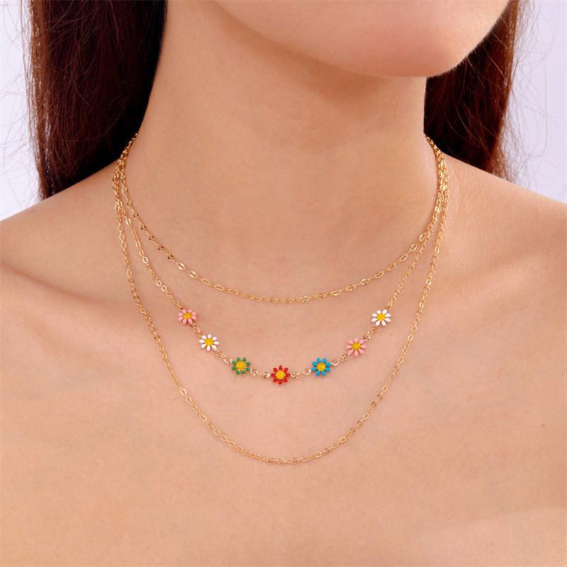Collier Minimaliste Fleur de Pâquerette avec Chaîne en Alliage pour Femmes Printemps