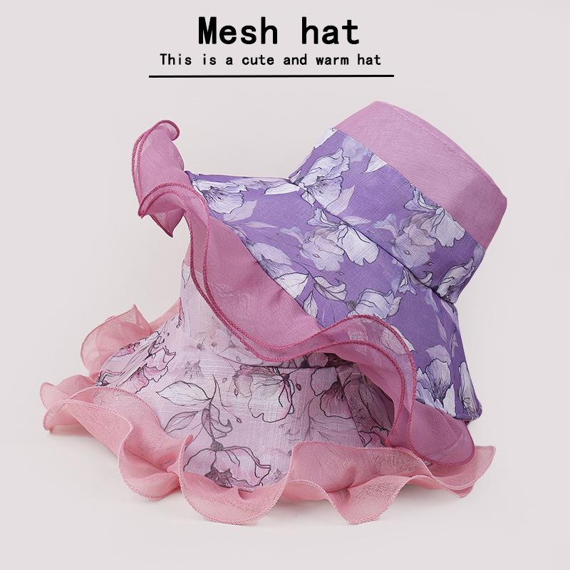 Fashion Big Wave Lace Sun Hat Women's Summer Outdoor Vacation Sun Hat Big Brim Seaside Beach Hat
