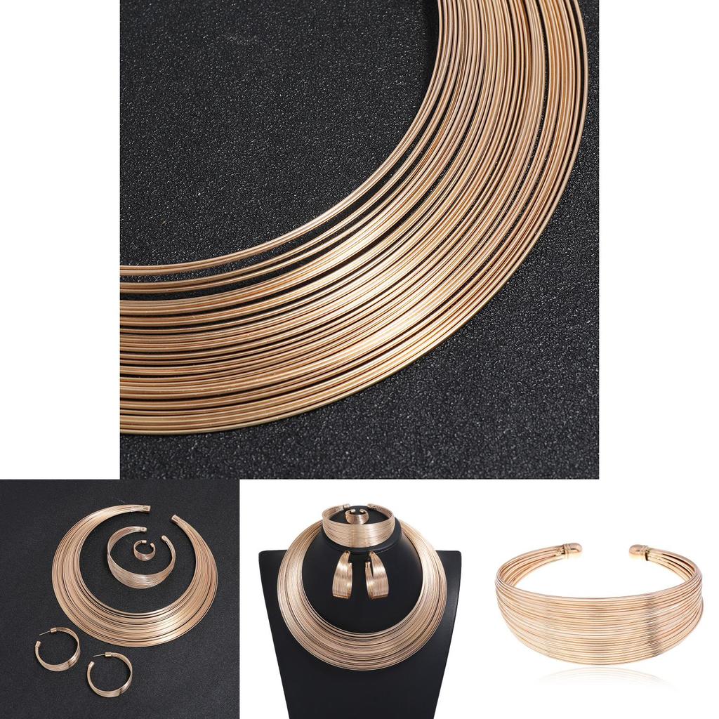 Geometrisches Vintage-Legierungsketten-Set mit Wellenkette für Retro-Mode-Enthusiasten
