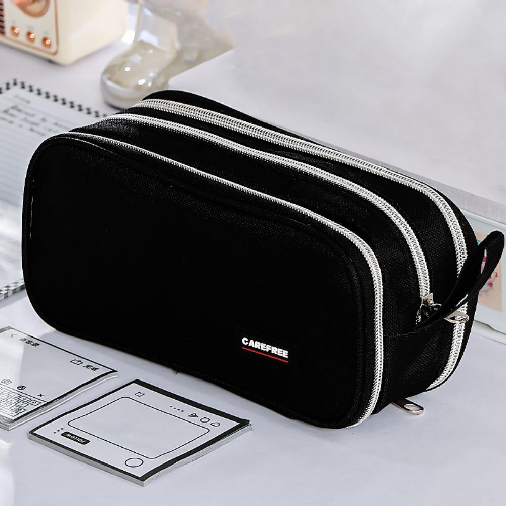 Large Capacity Pencil Case Zipper Design Stationery Organizer High Aesthetic Pen Bag School Office