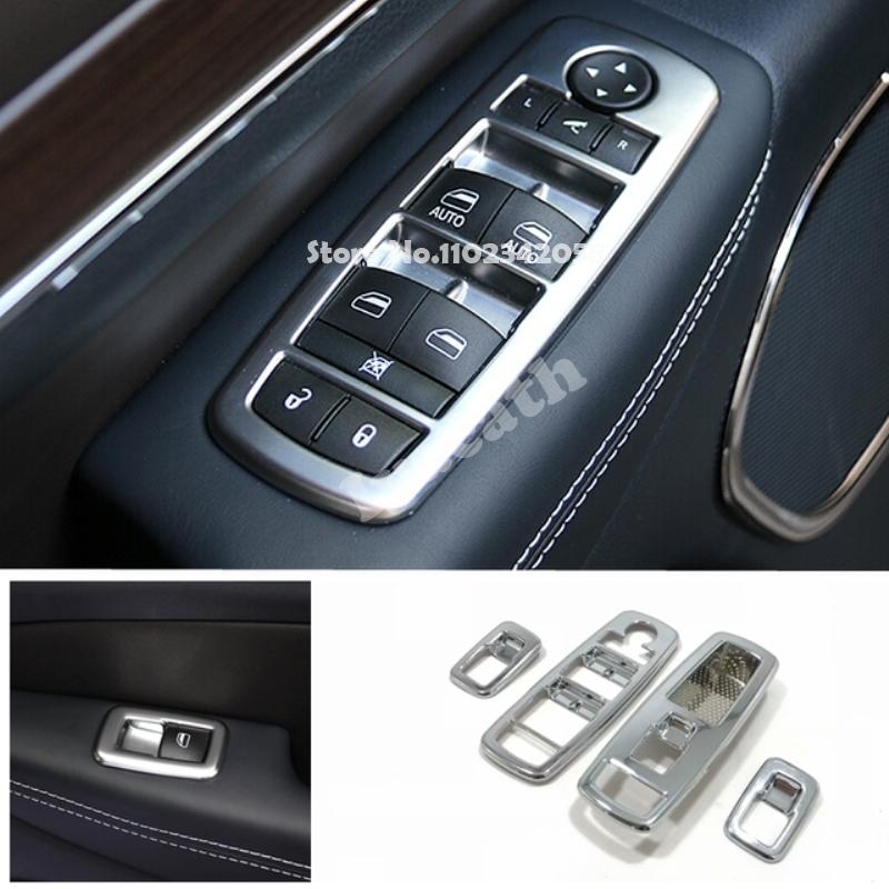 For Jeep Grand Cherokee WK2 2011-  Interior ABS carbonfiber Car Window Lift Button Glass control Switch Panel Cover stikcer
