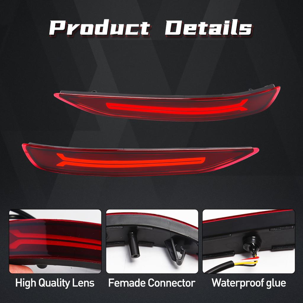 LED Rear Bumper Reflector Light For Chevrolet Equinox       Brake Warning Dynamic Turn Signal Lamp 12V