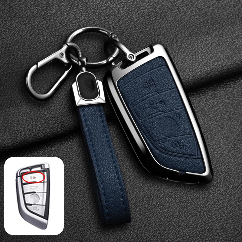 Goat Leather Zinc Alloy Car Key Case For Bmw X1 X3 X4 X5 G05 X6 X7 G20 G30 G11 F48 520 525 118I 218I 320I Key Case Car Key Fob