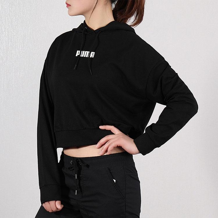 (WMNS) PUMA Logo Short Hoodie 'Black' Women's 579612-01