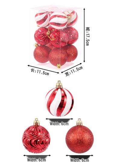 12-Piece 6cm Glitter Wave Christmas Ball Set for Tree and Ceiling Decoration