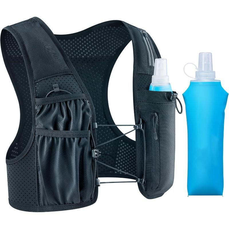 Gilet da Corsa, Cinghie Pettorali Regolabili Gilet Idratazione da Corsa con Borraccia Morbida da 500ml, Zaino Idratazione Leggero Riflettente