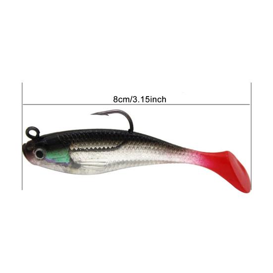 1/3/5 szt. 8 cm/9,25 g Miękka Przynęta Wędkarska z Haczykiem Świecąca w Ciemności PVC Bioniczna Sztuczna Przynęta Pływająca Akcesoria Wędkarskie na Pstrąga i Okonia do Wody Słodkiej i Słonej