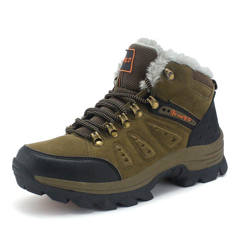 

Autumn and winter warm cotton high-top outdoor hiking shoes for couples, plus size thickened and non-slip 47 хакі
