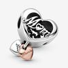 Pandora Thank You Mum Heart Charm – Sterling Silver & 14k Rose Gold Plated – 789372C00