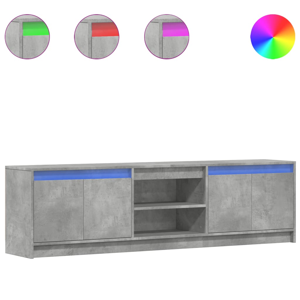 TV Cabinet with LED Lighting Concrete Grey 180 x 34 x 50 cm
