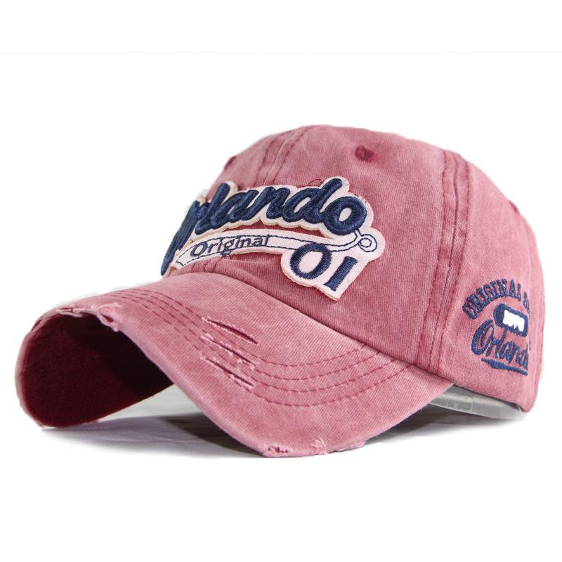 Cotton Washed Baseball Cap Orlando Embroidered Patch Hat, Fire Men's and Women's Hats Adjustable
