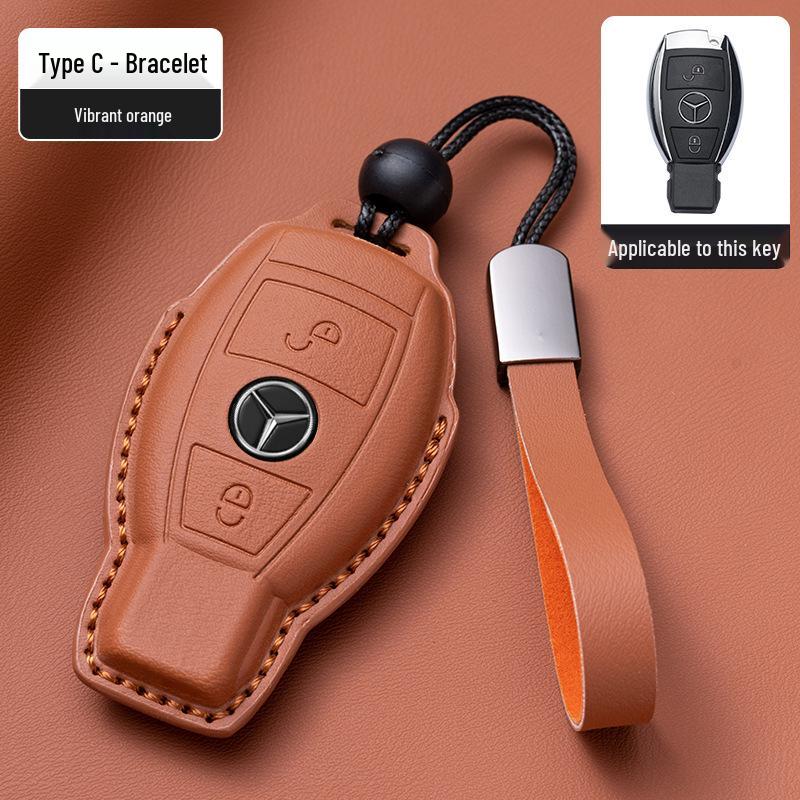 Mercedes-Benz Original Color Nappa Leather Key Case for GLE, GLAC200L, C260L, E300L, E-Class, S-Class, and C-Class.