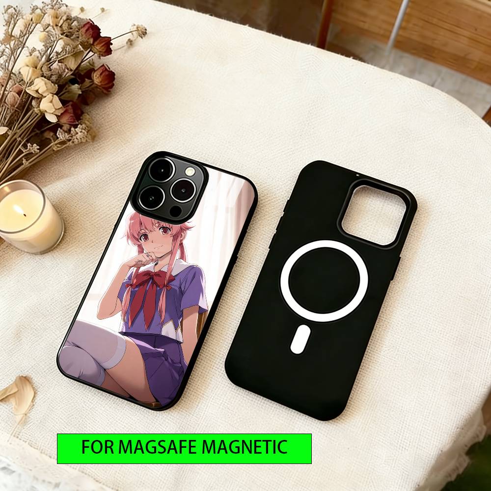 Future Diary Gasai Yuno Phone Case For iPhone17,16,15,14,13,12,11 Plus,Pro Magnetic For Magsafe Wireless Charging