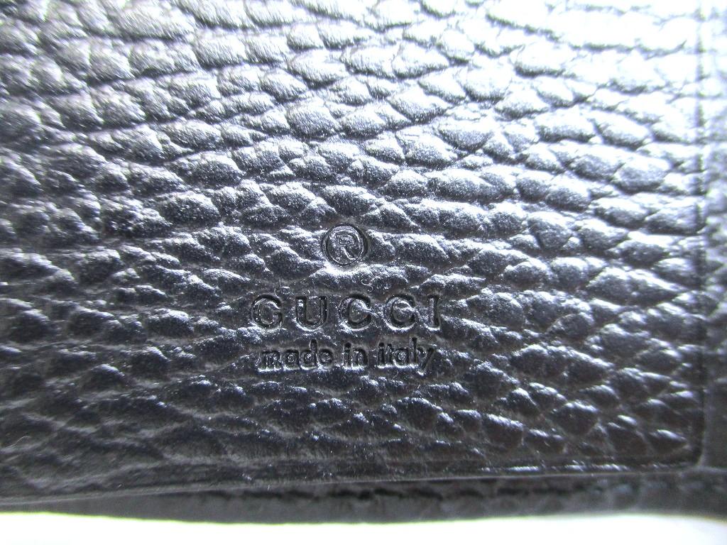 Authentic GUCCI Double G GG Black Leather Gold H/W 6 Pics Key Chain #b092  Open Box