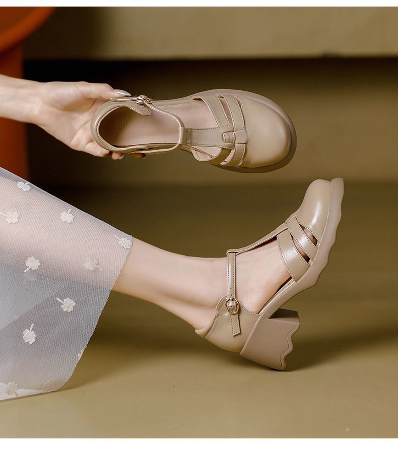 

New summer Roman sandals women s high-heeled pig cage shoes simple hollow 2025 summer versatile temperament bag head women s shoes 40 хаки