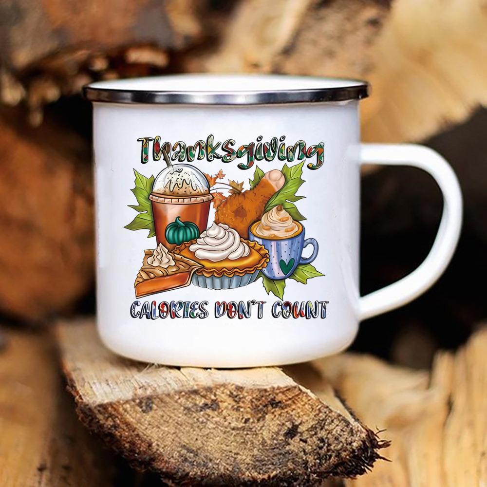 Vděčný a Požehnaný Tištěné Smaltované Hrnky Hrnky na Kávu Večírek Díkůvzdání Hrnky na Víno Džus Dezert Mléko Hrnky s Uchem Dárky