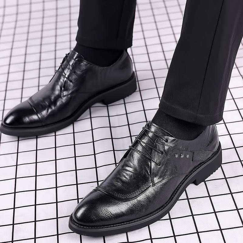 Herrenschuhe aus atmungsaktivem Leder im koreanischen Stil: Business, Casual, Formal, Hochzeit Weiche Sohlen