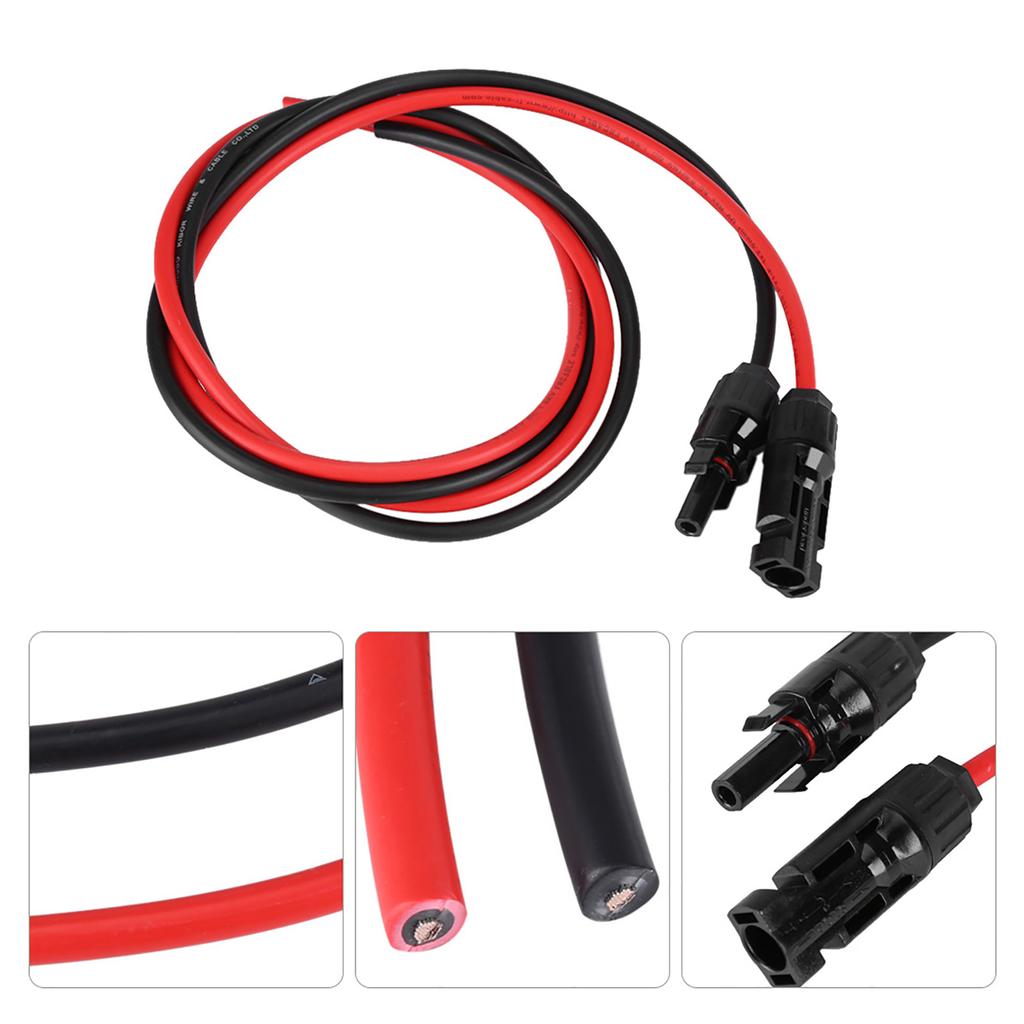 2.5mm Pair of Red &amp Black Solar Panel PV Cable Wire Male &amp Female Connectors Connectors Solar Special Cable Connector