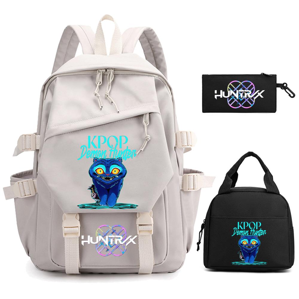 3Pcs/set K-pop Demon Hunters Printed Backpack for Teenger Boy Girl Large Capacity Schoolbag Children Student Bookbag Women Waterproof Travel Bag