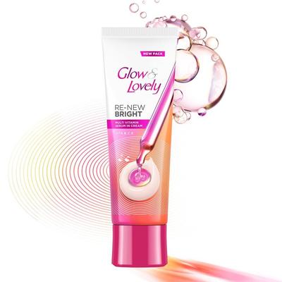 Glow and Lovely Serum en Crema Multivitamínico Renew Bright | Vitaminas B, C y E | Renueva las células de la piel | Piel Luminosa y Saludable | 80g