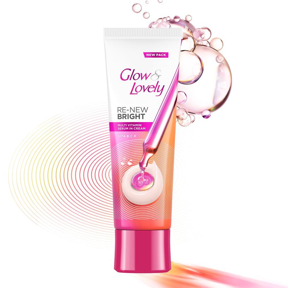 

Glow and Lovely Renew Bright Multivitamin Serum in Cream | Vitamins B,C and E | Renews Skin cells |Bright and Healthy Skin | 80g 80g