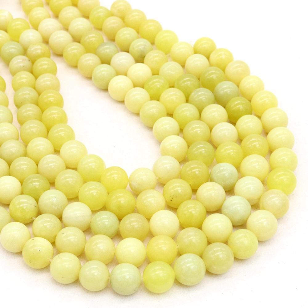 Pierre Jade Jaune Citron 4/6/8/10/12mm Perles Rouge Vert 15"Fil Lisses Perles d'Espacement Libres pour Fabrication de Bijoux Bracelets DIY Accessoires