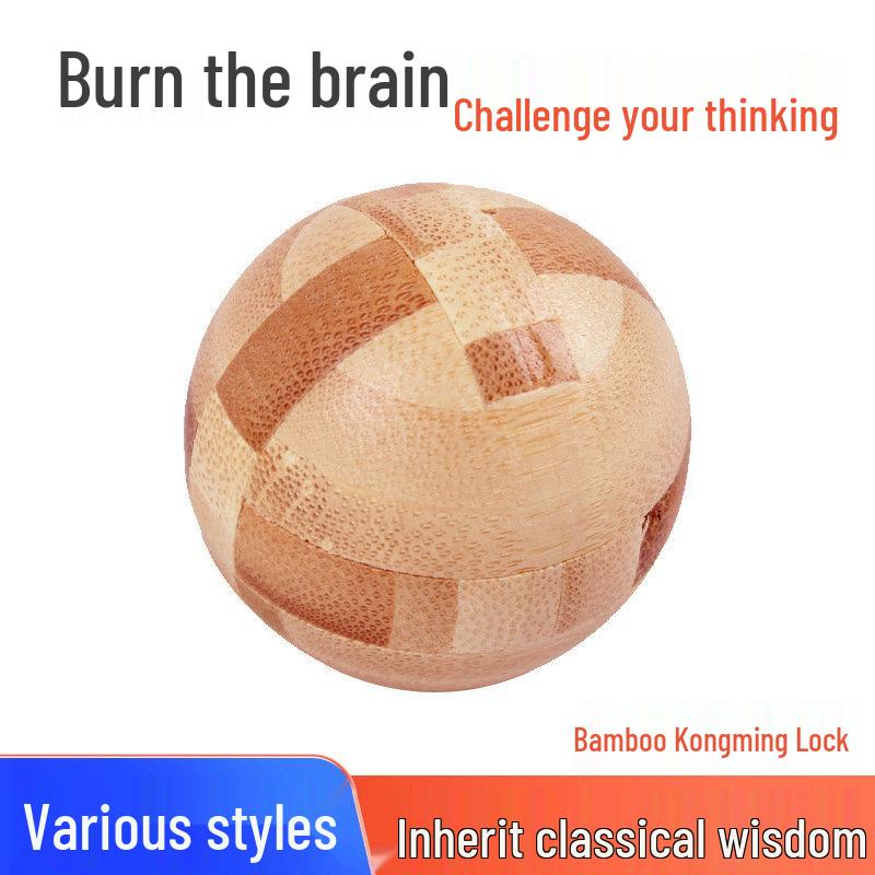 Kongming Wooden Puzzle Toy - Bamboo Luban Octagonal and Square Puzzle for Kids and Adults