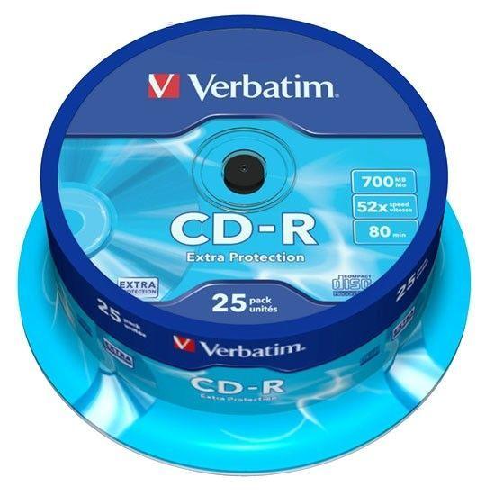 CD-R VERBATIM 700 Mo 52x (25) - Spindle De 25 CDR Avec Extra Protection