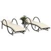 VidaXL Sun Loungers Set of 2 with Table Brown Wicker, Sunbed, Outdoor Lounge Chair, Daybed 368264