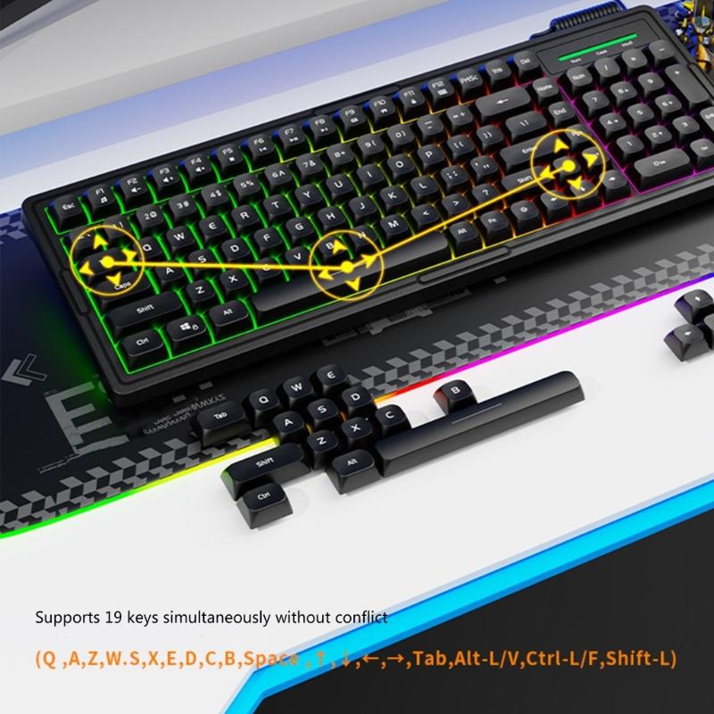 Gaming Keyboard with Tactile Feedback Color Illumination Waterproof Construction Universal Compatibility