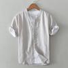 Japanese Style Casual Shirt Young Thin Breathable Loose Short Sleeve Linen Cotton Linen Shirt Summer Men's Standard Fit Short