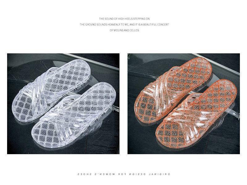 Crystal Clear Non-slip Jelly Slippers for Home & Shower