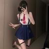 M-3XL Large Size SchoolGirl Lingerie Set Women Roleplay Sexy Student Uniform Tie Top and Mini Skirt College JK Campus Cosplay