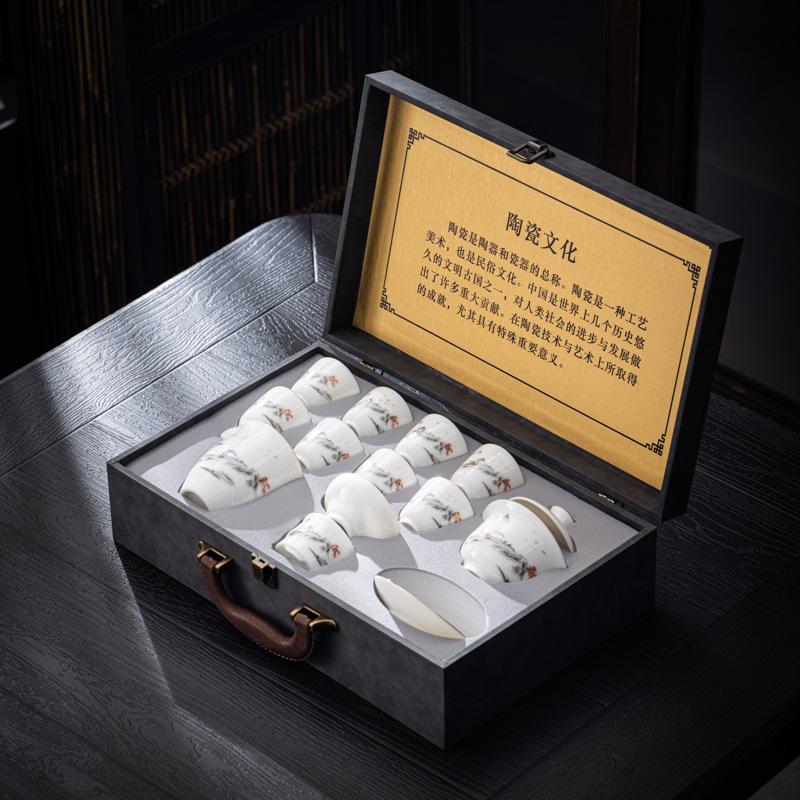 Company Activities Business Gifts Suet Jade Porcelain Kung Fu Tea Set Household Gift
