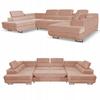 U-shaped Corner Sofa Bed, Extendable F. Bosso Family Sleeping Furniture Dark Beige Velvet