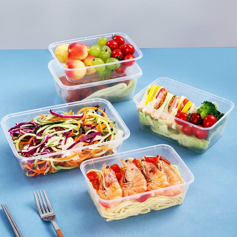 You Ao Disposable Square Lunch Boxes with Lids, 1000ML (50 Count)