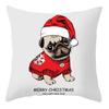 Cartoon Christmas Dog Car Pattern Pillow Case Festive Home Decoration Office Car Cushion Pillow Case