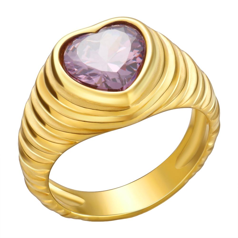 

Розкішне жіноче кільце-серце з нержавіючої сталі 316 Високоякісне кохання Персикове серце з різнокольоровими цирконієвими кільцями з круасанами Вишукані ювелірні вироби 8