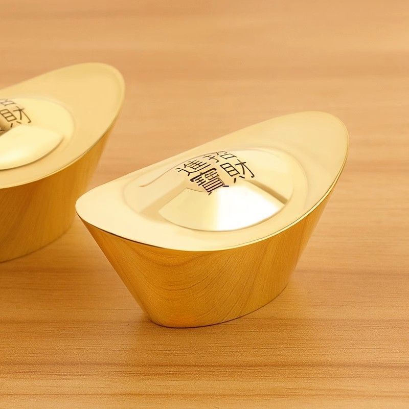 Pure Solid All Copper Gold Ingot Worship Jinbao Home Decoration