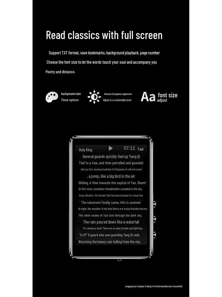 New Full Touch MP3/MP4 Bluetooth Music Player with External Speaker & English Word Lookup