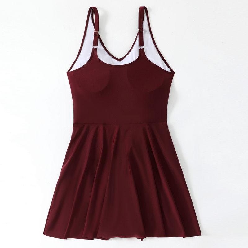 Damen Übergröße Bademode Badekleid V-Ausschnitt Badeanzüge Weiblicher Schwimmanzug