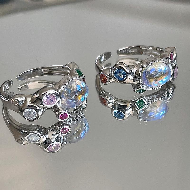 Trendy Heart Geometric Ring For Women Colorful Adjustable Copper Accessory Fashionable