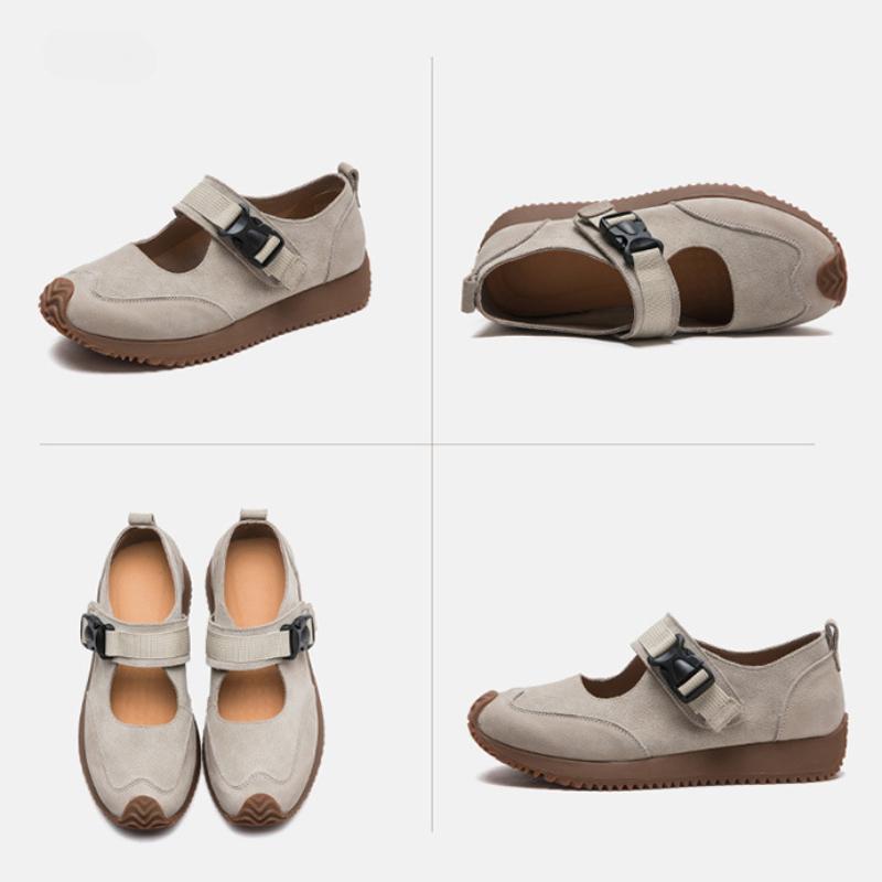 Johanature Retro Lightweight Flats Genuine Leather Casual Comfort Versatile Women's Shoes