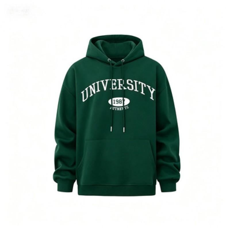 Mens Hooded Sweatshirt 2026 Loose Fit Print Casual Pullover Top