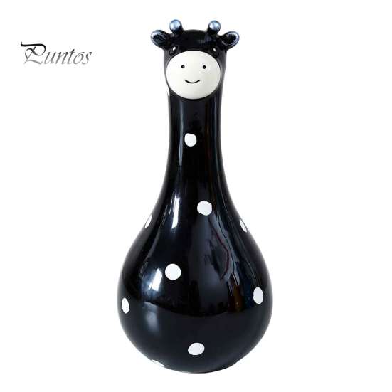 Vivid Texture Animal Figurine Cute Polka Dot Giraffe Vase, Hand-painted Resin Flower Creative Big-mouthed Unique Home Decor Accents Holder for Living