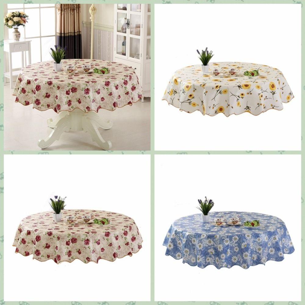 Flower Pattern Printed Tablecloth Oil-proof Table Cover Rose Round Table Cloth  Home Decoration