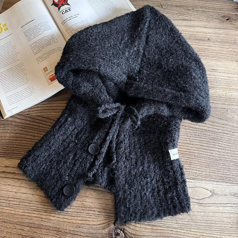 Solid Knitted Color Cap With Wide Brim And Ear Warmers For Autumn Winter Casual